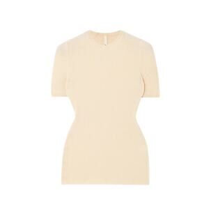 Petar Petrov 'The Runner' Cream Ribbed Merino Wool T-Shirt Size S